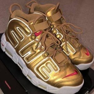 Gold uptempo Supreme Nike collaboration